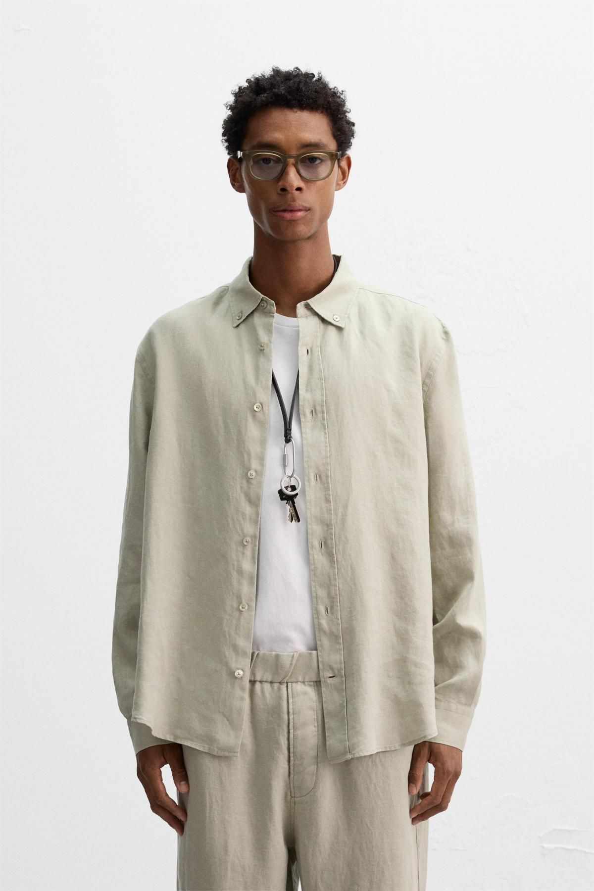 자라 프리미엄 린넨 긴팔 셔츠 4334/181 LIGHT BEIGE - 상세 이미지 3