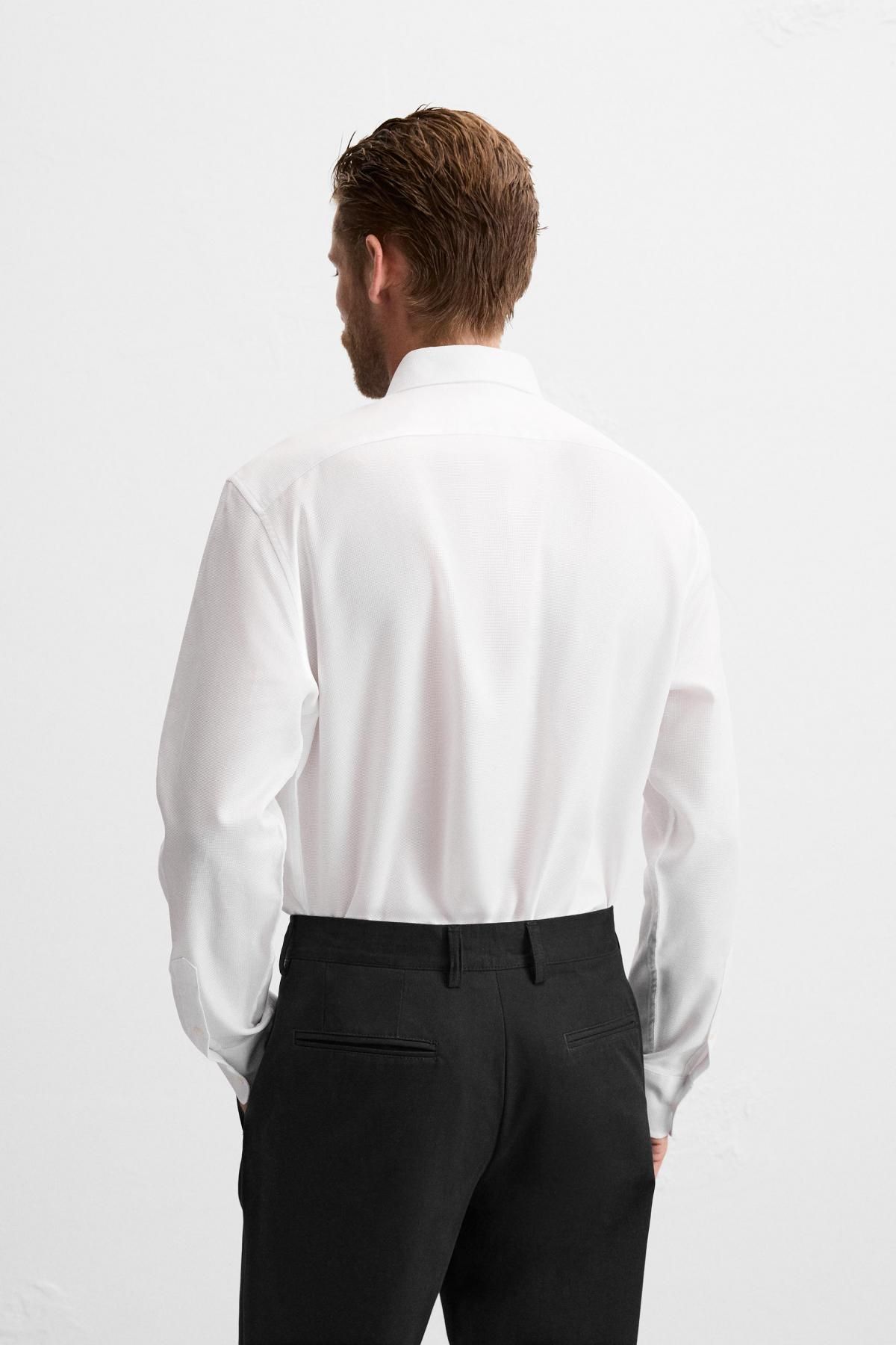 자라 이지케어 텍스처 셔츠 7545/710 WHITE - 상세 이미지 4
