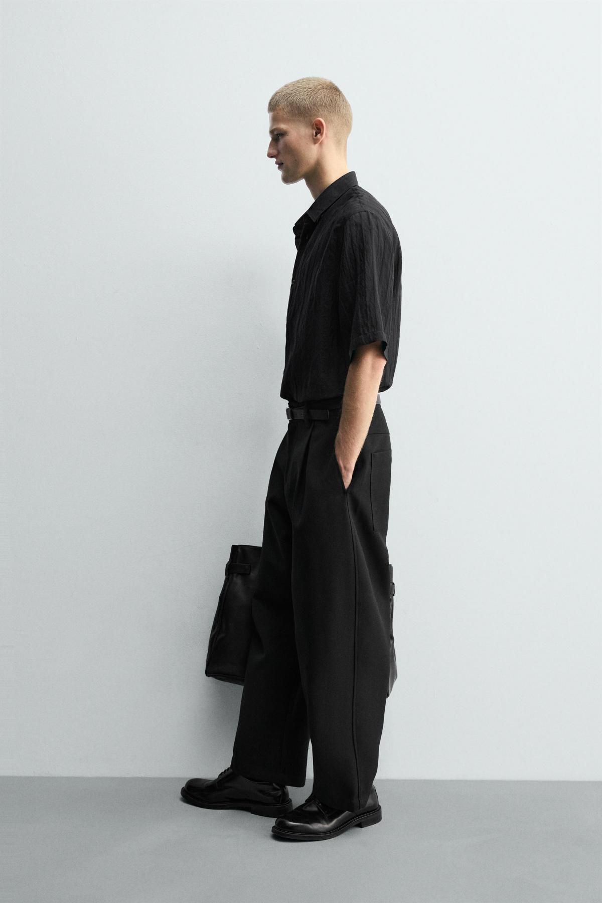 자라 텍스처 오버핏 캠프카라 반팔 셔츠 블랙 9282/661 BLACK - 상세 이미지 5