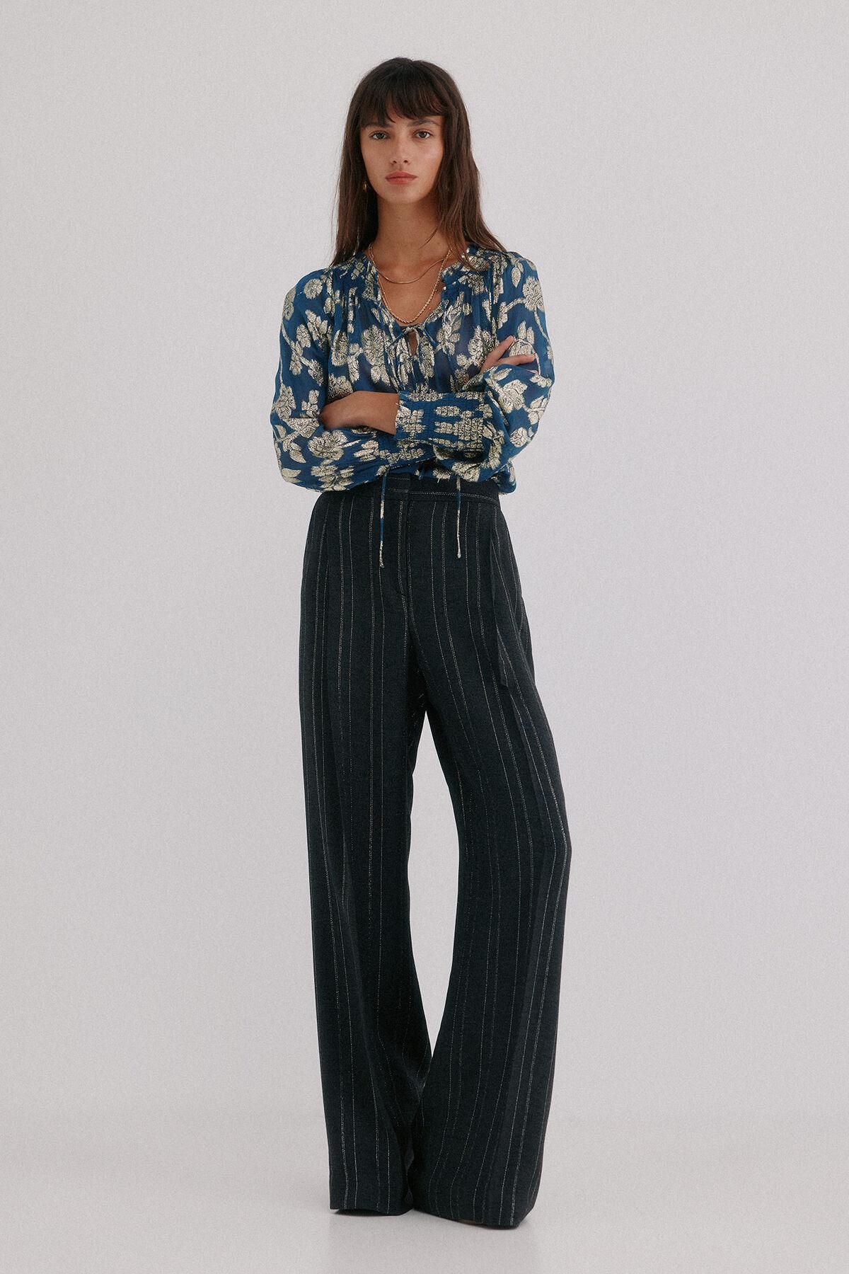 호스 인트로피아 스트라이프 와이드 슬랙스 팬츠 6542829 GRIS OSCURO - 상세 이미지 2