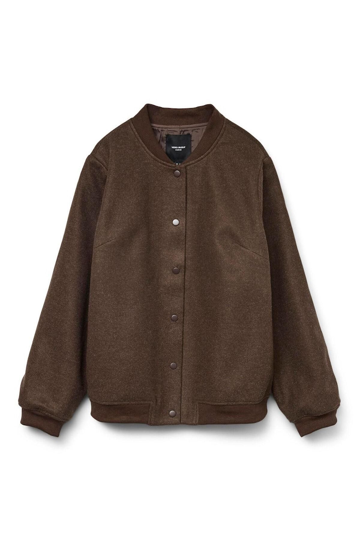 베로모다 빅사이즈 브라운 마오넥 버튼업 봄버 재킷 6432600 MARRON OSCURO - 상품 이미지