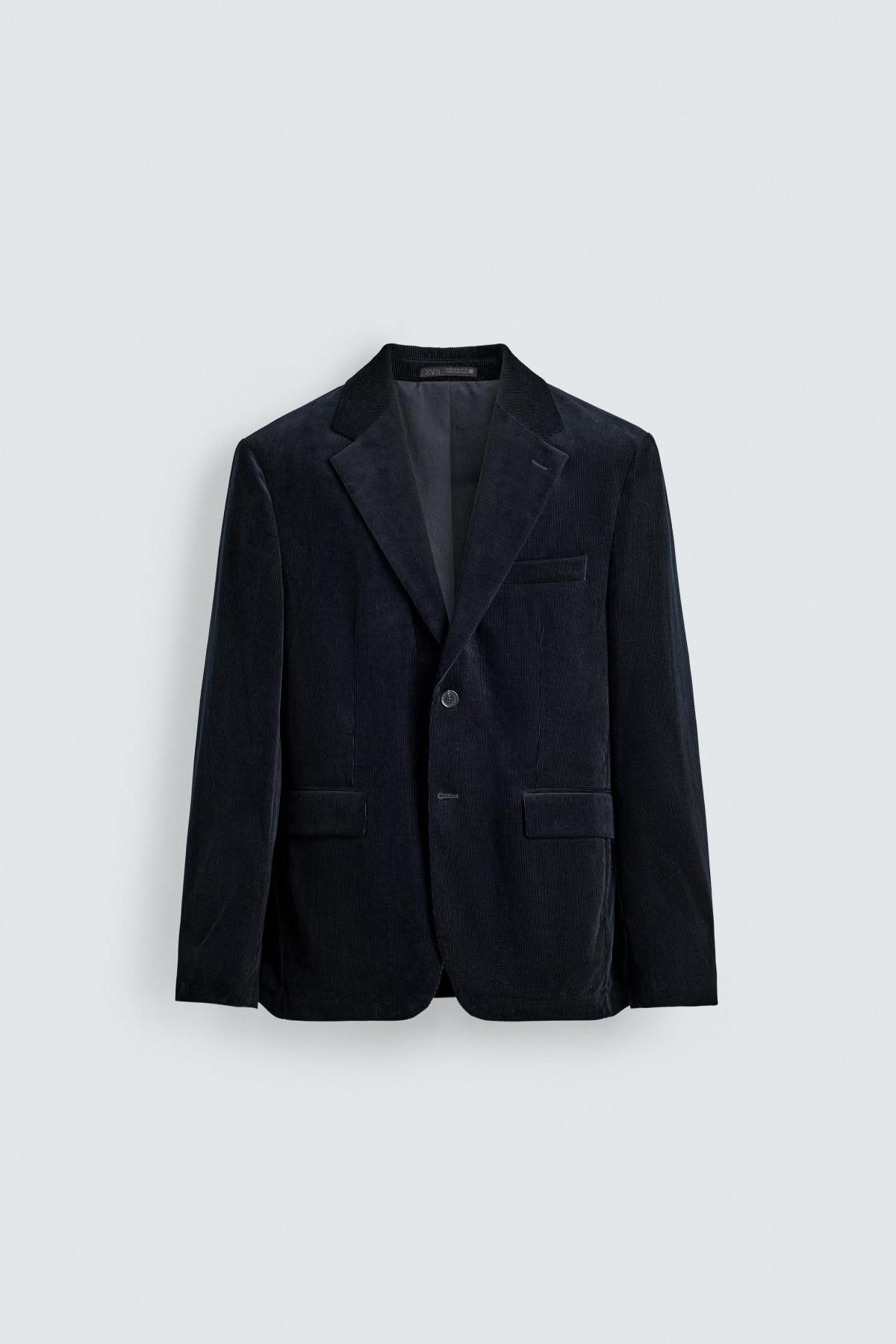 자라 테크니컬 코듀로이 테일러드 재킷 4410/320 NAVY BLUE - 상품 이미지