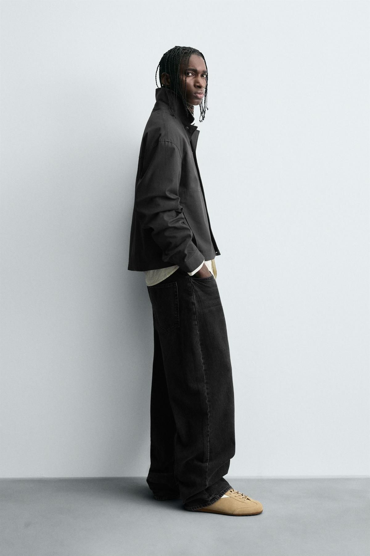 자라 테크니컬 캔버스 텍스처 크롭 오버셔츠 4391/701 FADED BLACK - 상세 이미지 5