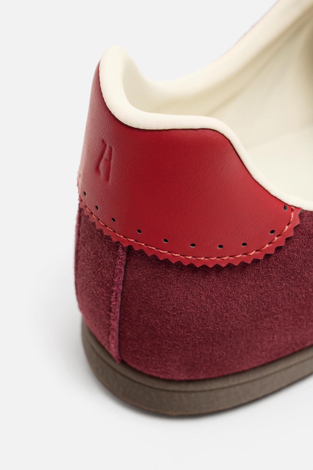 자라 레트로 가죽 스웨이드 테크니컬 스니커즈 2253/620 BURGUNDY RED - 상세 이미지 4