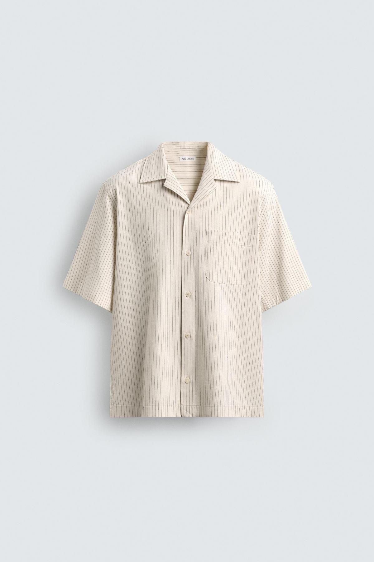자라 리넨 스트라이프 반팔 셔츠 6757/834 STRIPED - 메인 이미지