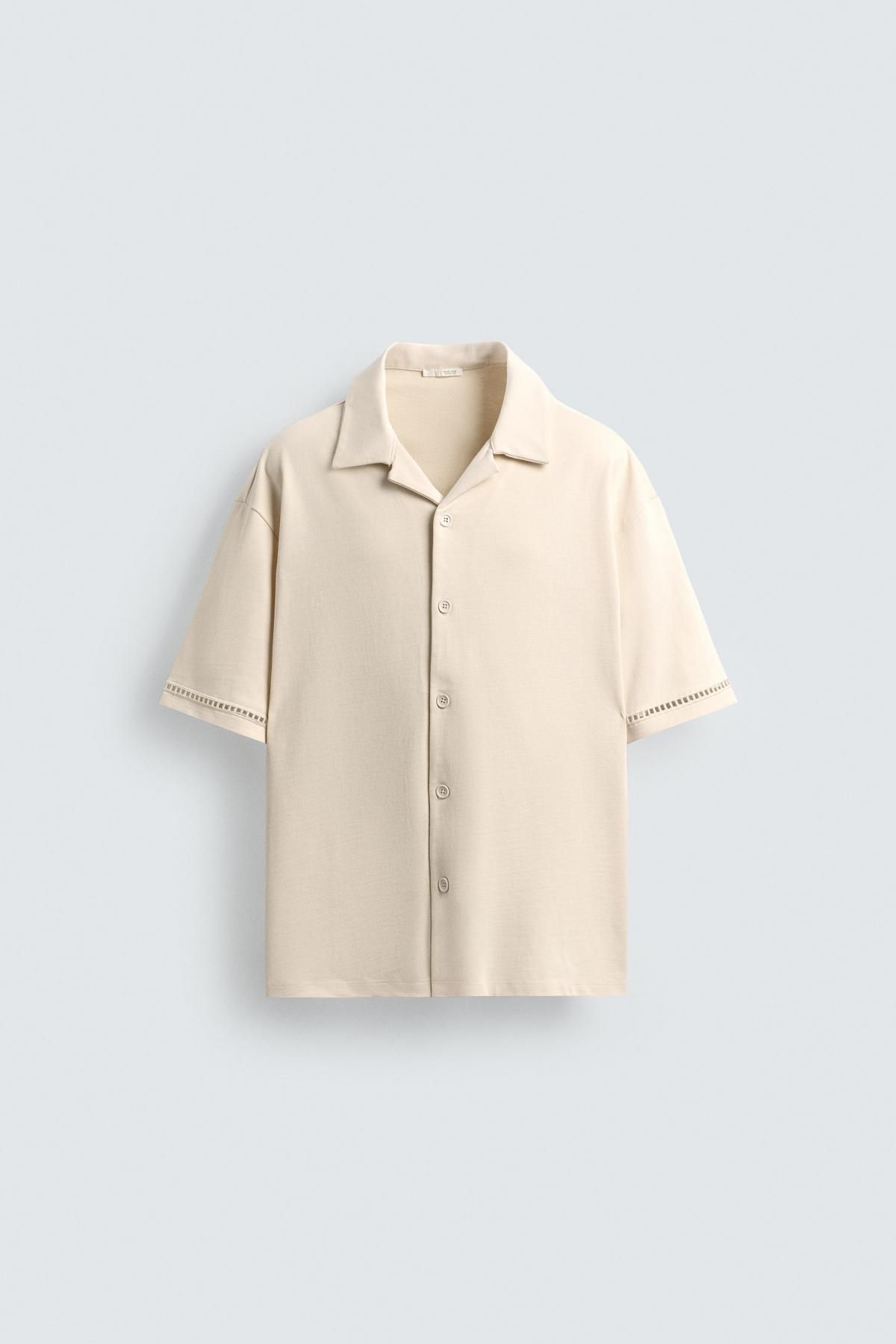 자라 컴포트 오픈워크 릴렉스핏 반팔 셔츠 5584/319 OYSTER-WHITE - 메인 이미지