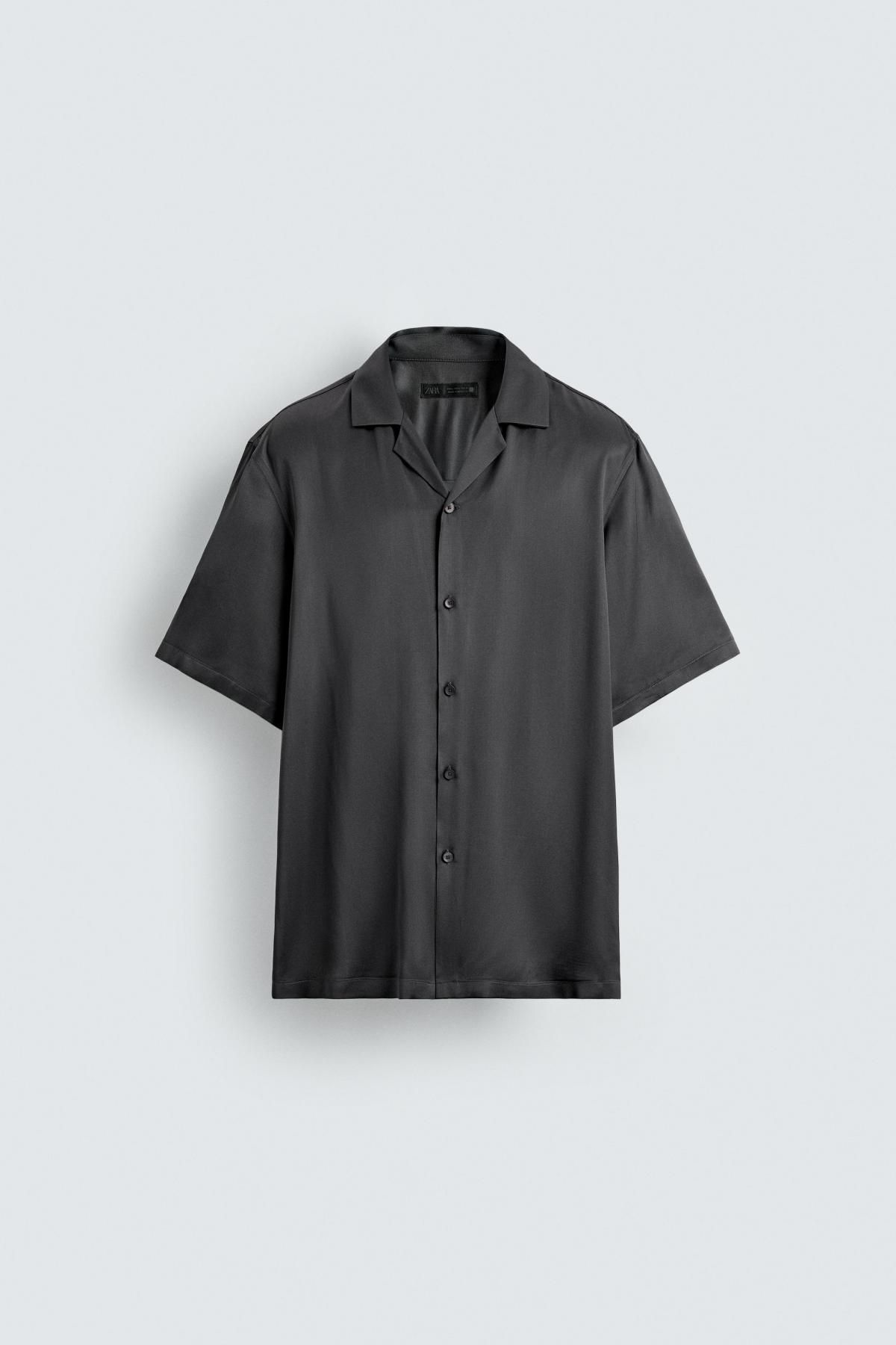 자라 레귤러핏 새틴 반팔 셔츠 9280/961 GREY - 메인 이미지