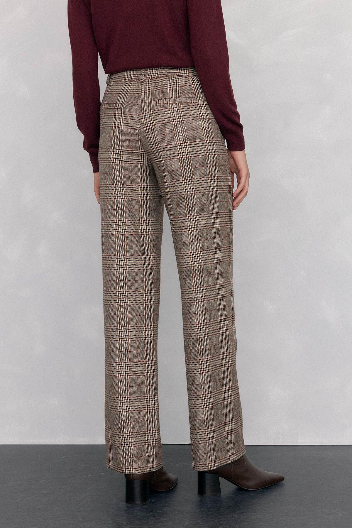페드로 델 이에로 체크 테크니컬 와이드 슬랙스 팬츠 7602526 MARRON - 상세 이미지 4