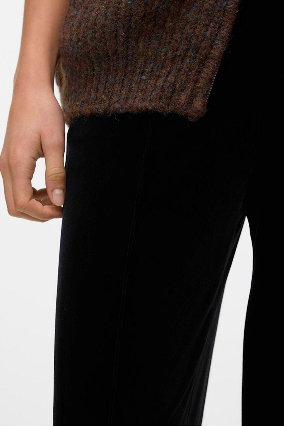 베로모다 벨벳 하이웨이스트 와이드 밴딩 팬츠 3722161 NEGRO - 상세 이미지 3