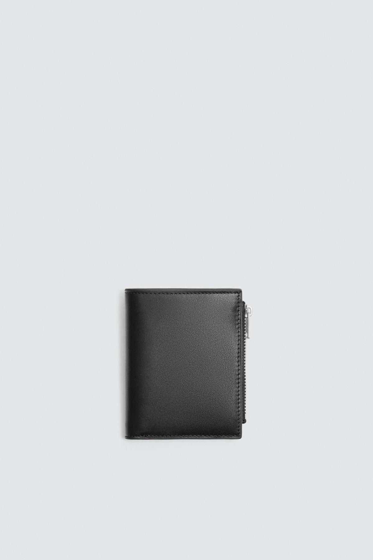 자라 프리미엄 레더 클립포켓 미니멀 반지갑 3822/620 BLACK - 상품 이미지