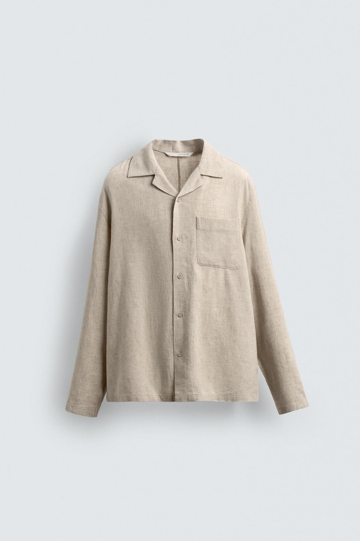 자라 릴렉스핏 테크니컬 리오셀 리넨 긴팔 셔츠 1195/341 LIGHT BEIGE - 메인 이미지