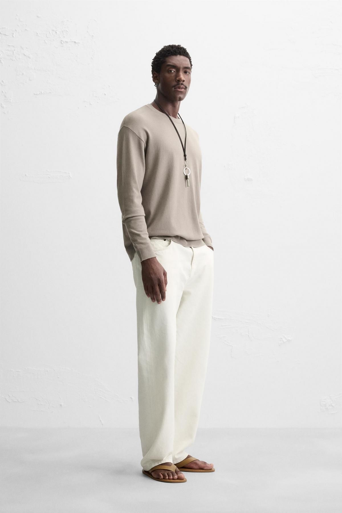 자라 텍스처 비스코스 혼방 라운드 스웨터 2621/301 TAUPE GREY - 상세 이미지 5