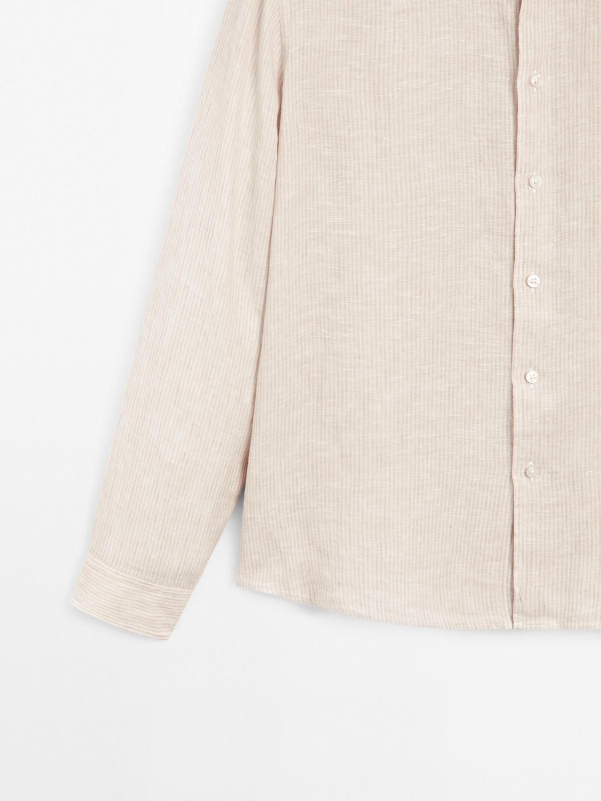 마시모두띠 리넨 스탠드카라 레귤러핏 스트라이프 긴팔 셔츠 1742/282 BEIGE - 상세 이미지 5