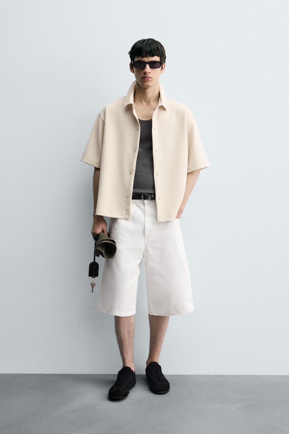 자라 테크니컬 텍스처 반팔 셔츠 5584/345 OYSTER-WHITE - 상세 이미지 2
