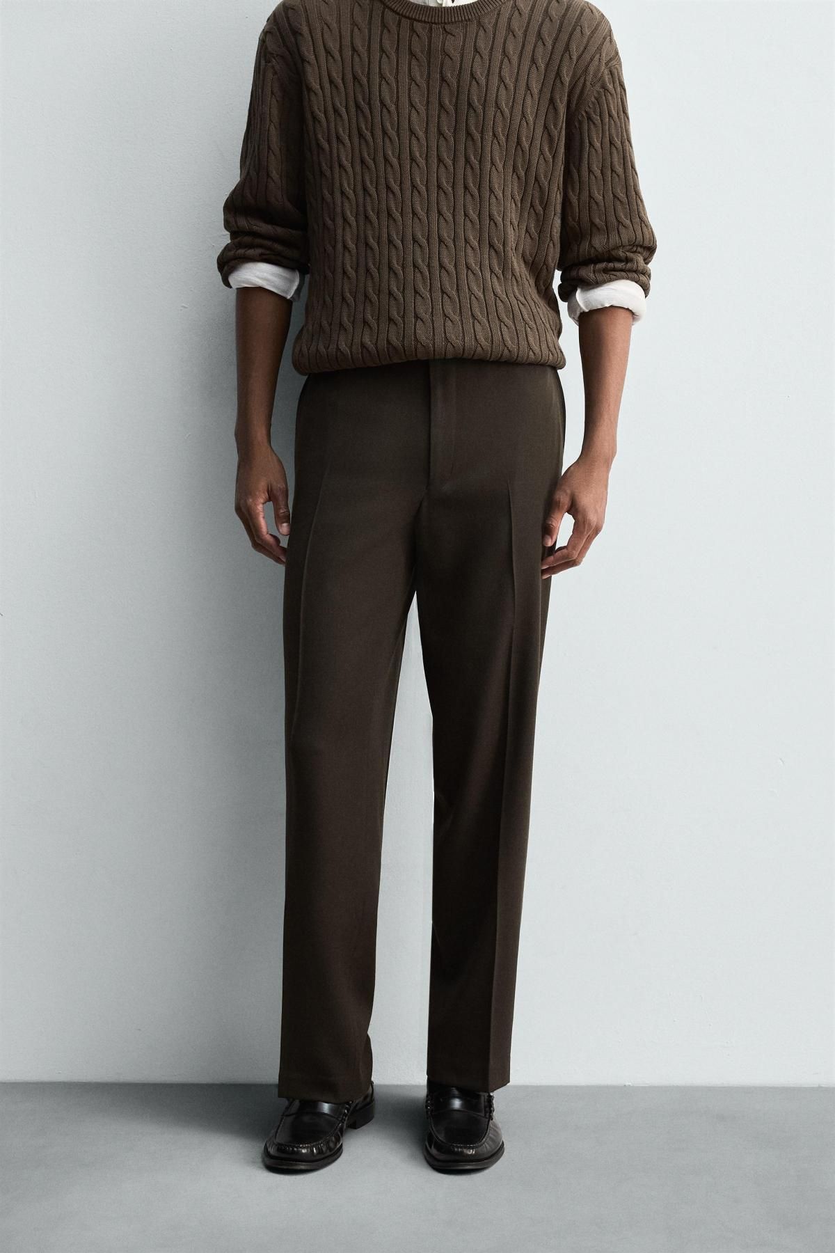 자라 이탈리안 라이트울 레귤러핏 팬츠 4735/529 BLACK / BROWN - 메인 이미지