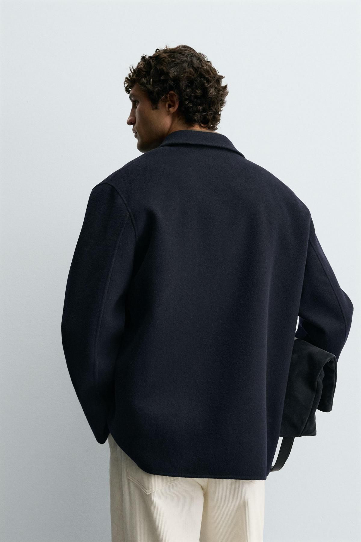 자라 테크니컬 울 포켓 오버셔츠 8491/306 NAVY BLUE - 상세 이미지 4