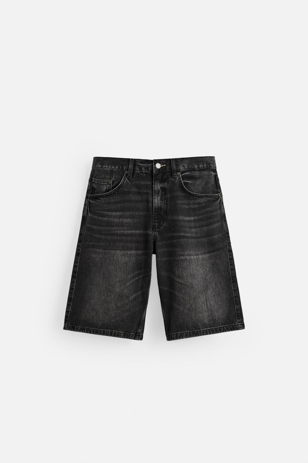 자라 페이드 워시 배기핏 데님 버뮤다 쇼츠 4806/406 BLACK - 메인 이미지