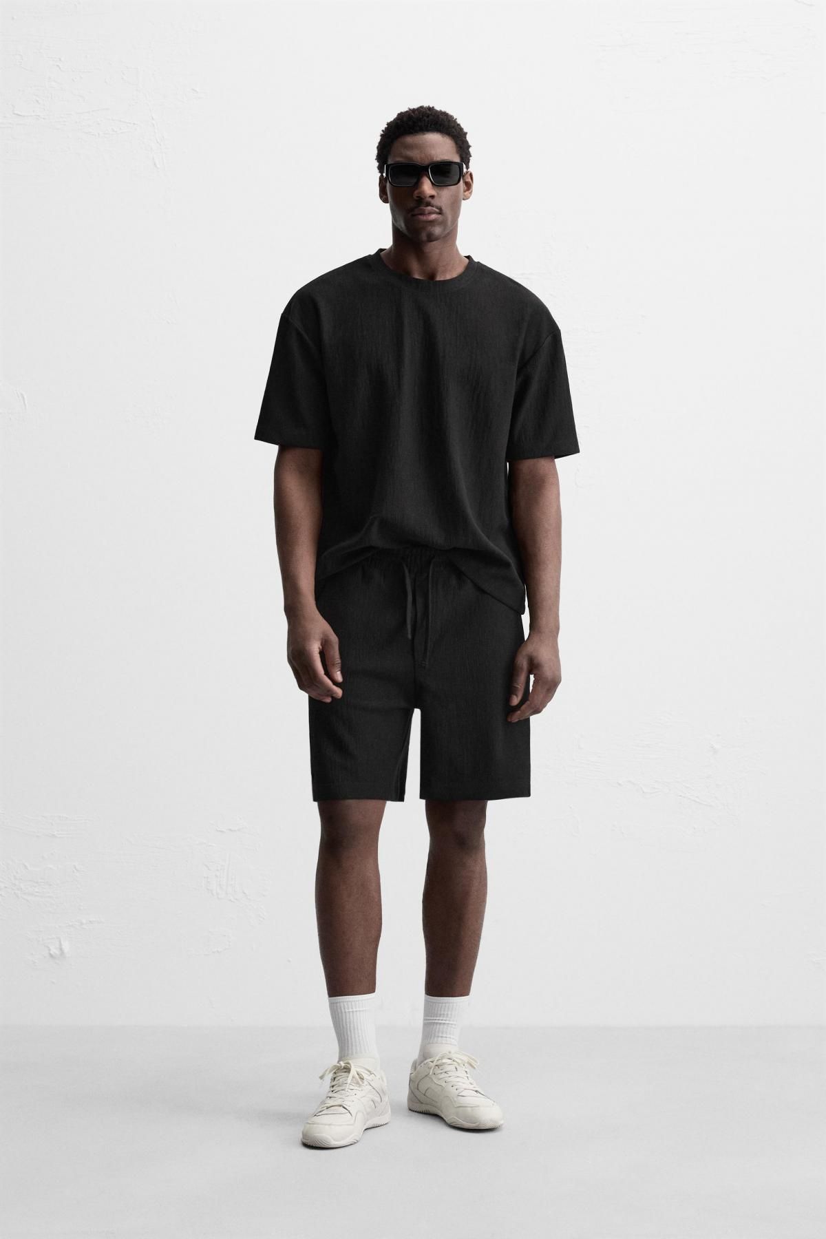자라 텍스처 릴렉스핏 티셔츠 3992/405 BLACK - 상세 이미지 2