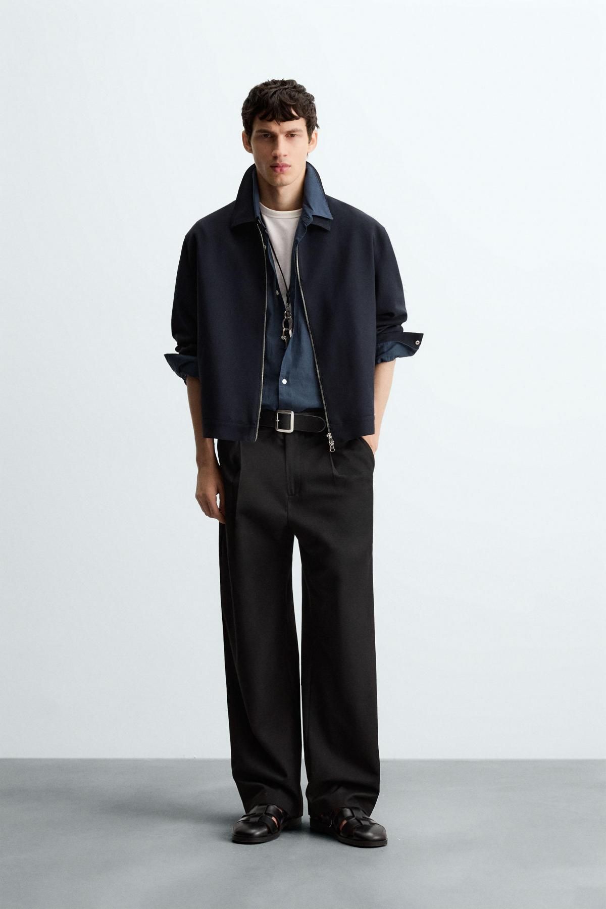 자라 네이비 미니멀 집업 오버셔츠 0706/665 DARK NAVY - 상세 이미지 2