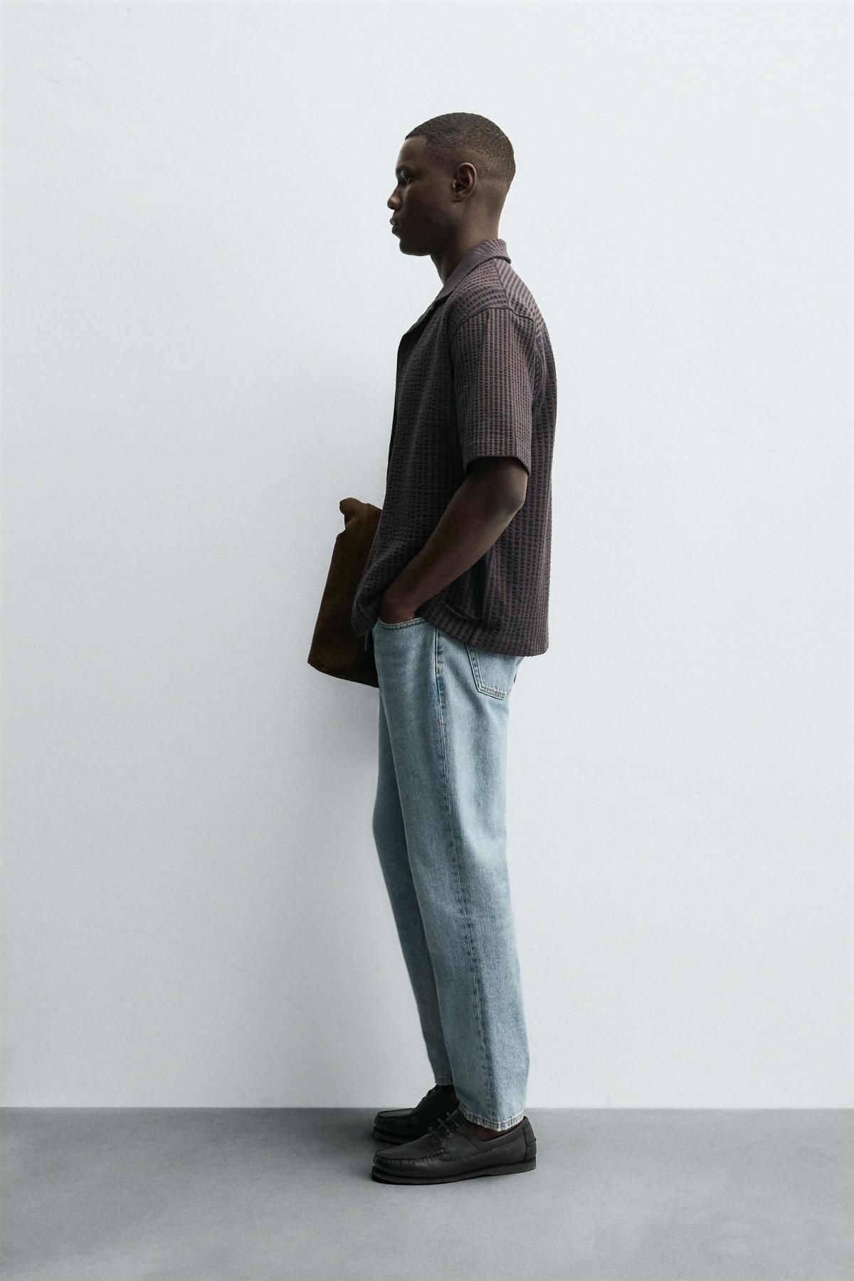 자라 테크니컬 시어서커 컴포트 반팔 셔츠 4092/346 BROWN-BLUE - 상세 이미지 5