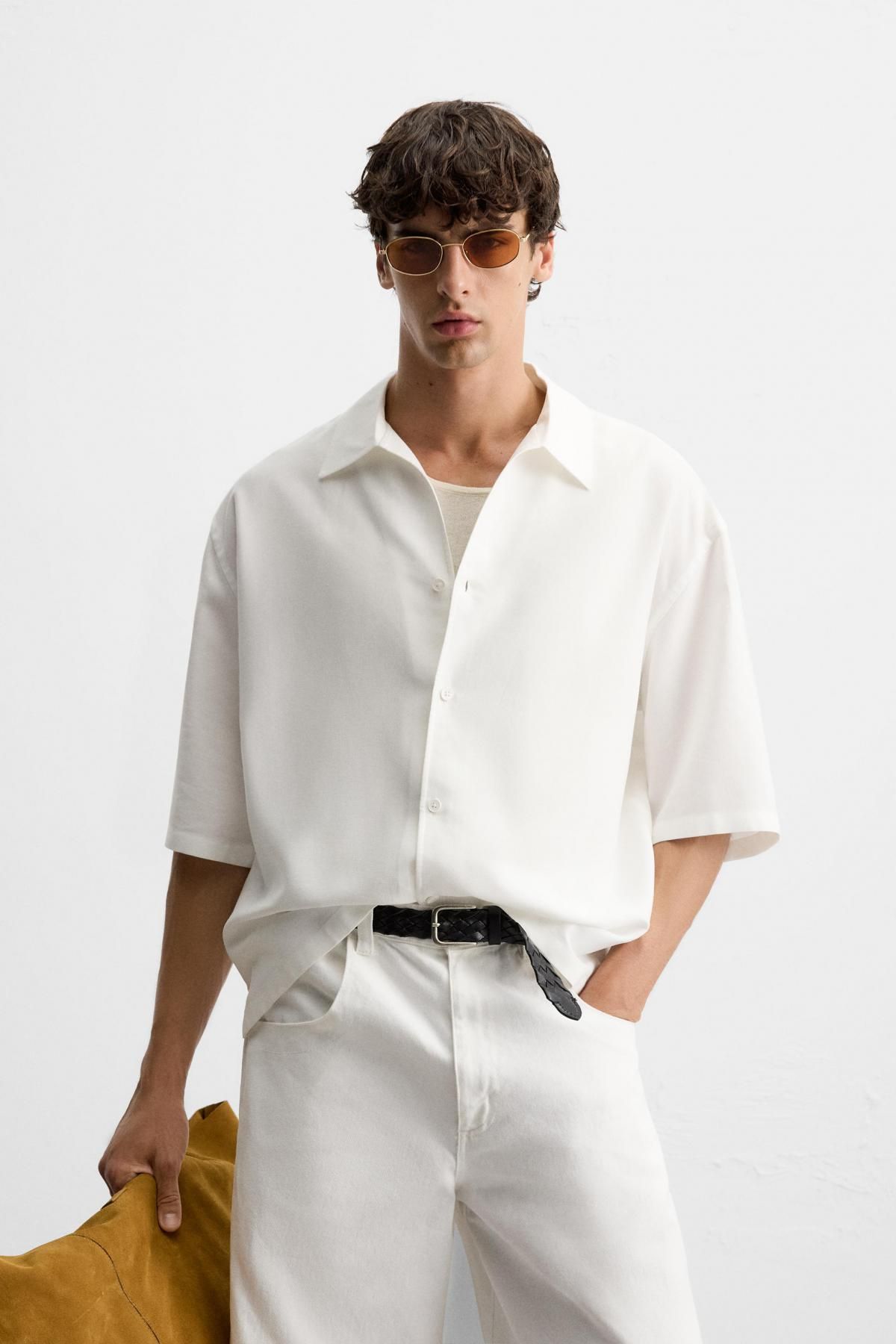 자라 린넨라이크 릴렉스핏 반팔 셔츠 3992/250 WHITE - 상세 이미지 3