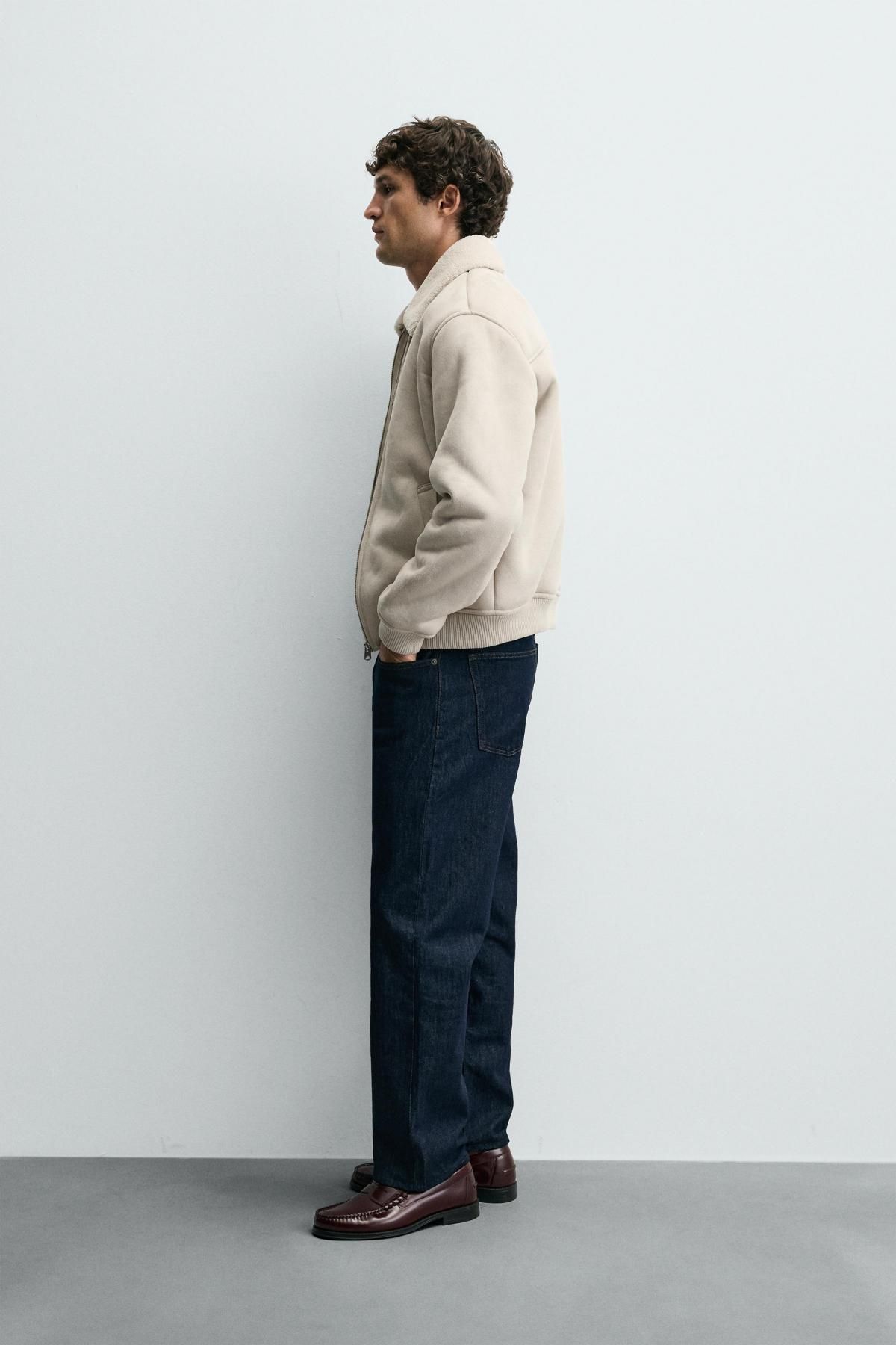 자라 시어링 안감 페이크 스웨이드 집업 재킷 6318/406 LIGHT GREY - 상세 이미지 5