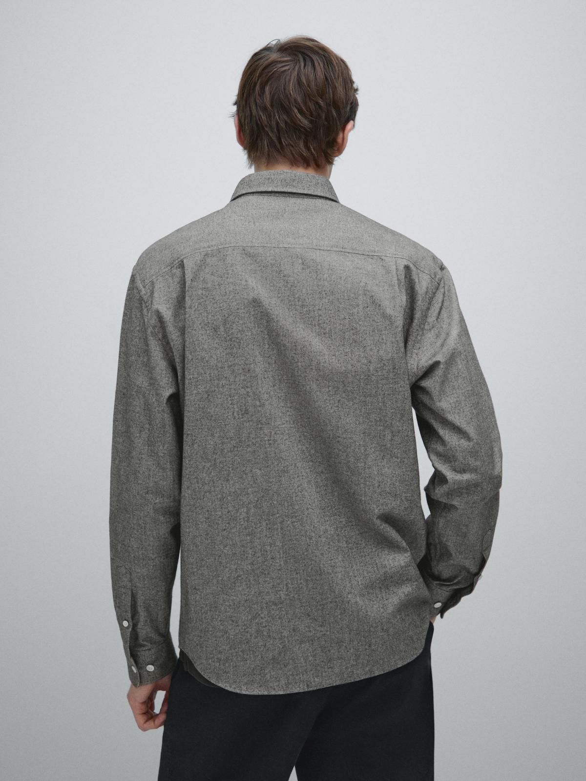 마시모두띠 테크니컬 멜란지 옥스포드 긴팔 셔츠 레귤러핏 남성 1811/280 MEDIUM GREY - 상세 이미지 4