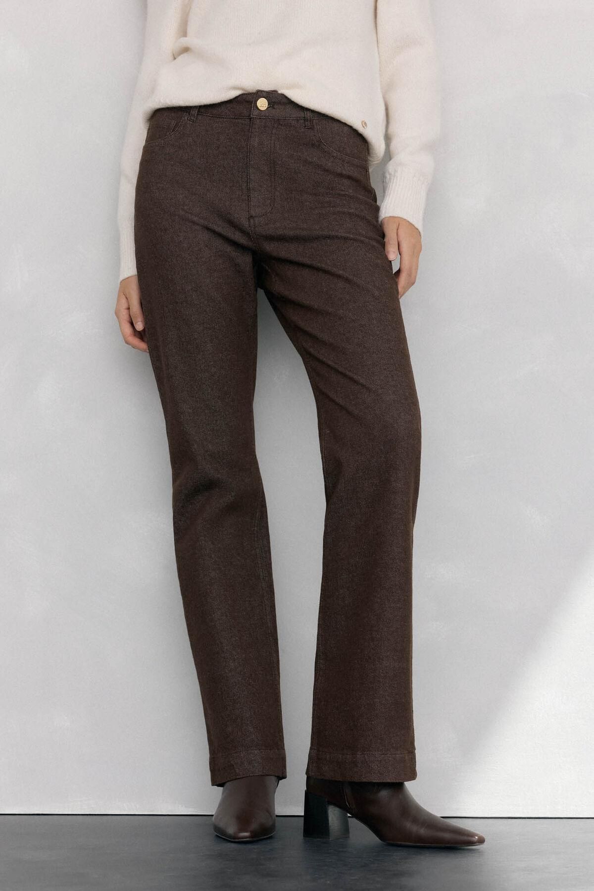 페드로 델 이에로 베이직 스트레이트핏 데님 부츠컷 팬츠 8342538 MARRON - 상품 이미지