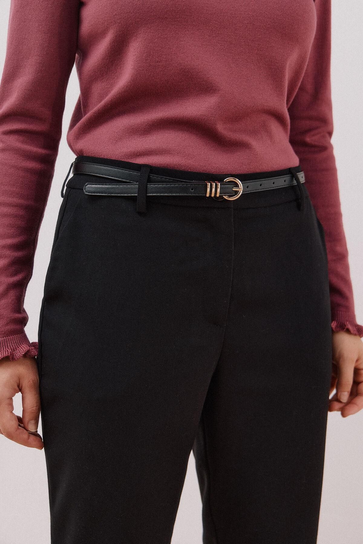 꼬르떼피엘 클래식 벨트 슬림핏 정장 팬츠 6142019 NEGRO - 상세 이미지 3