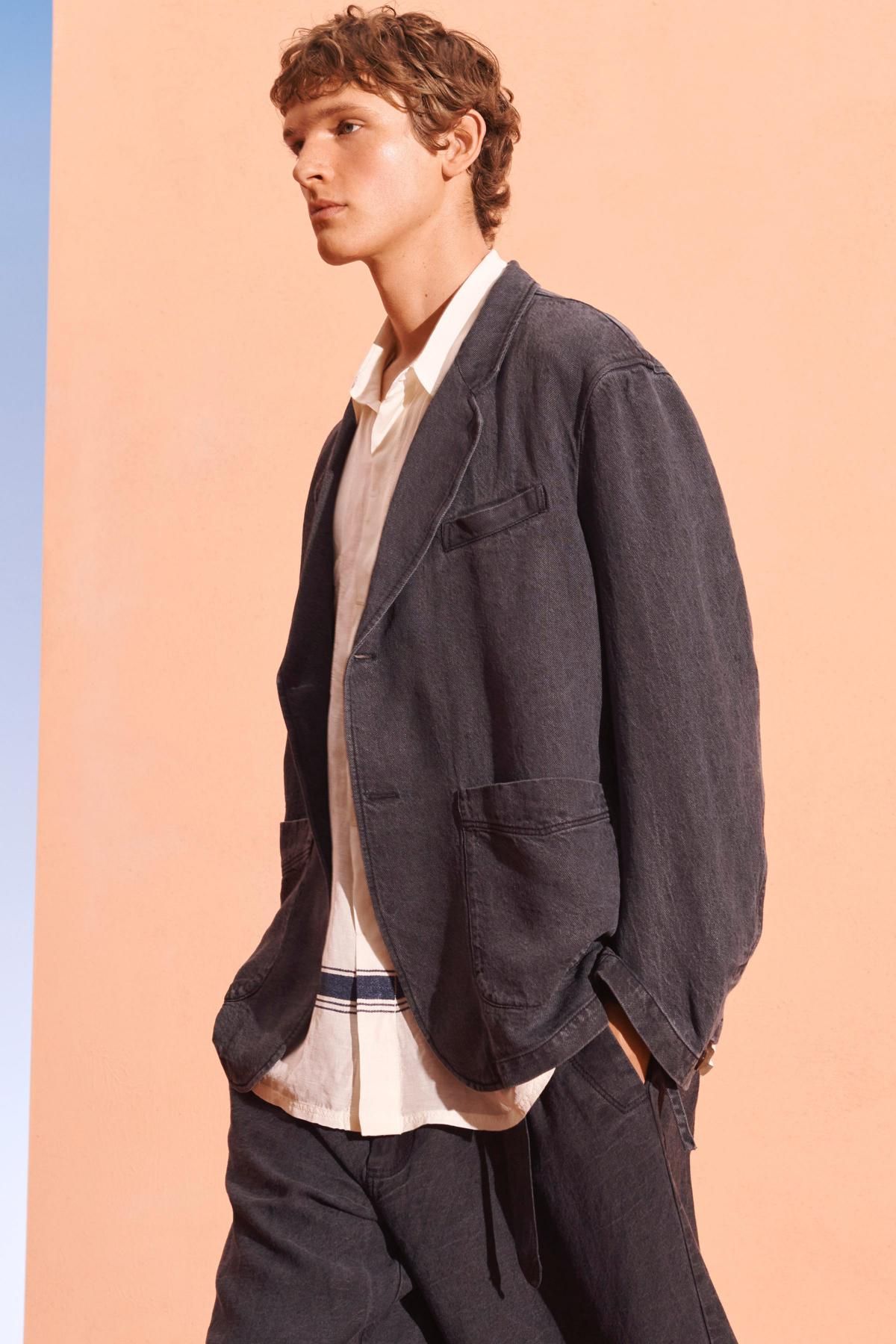 자라 린넨 블렌드 워시드 와이드 팬츠 5722/303 FADED BLUE - 상세 이미지 3