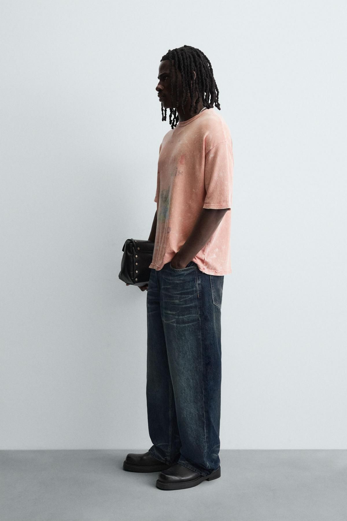 자라 빈티지 워싱 프린트 니트 반팔 티셔츠 4805/318 PINK - 상세 이미지 5