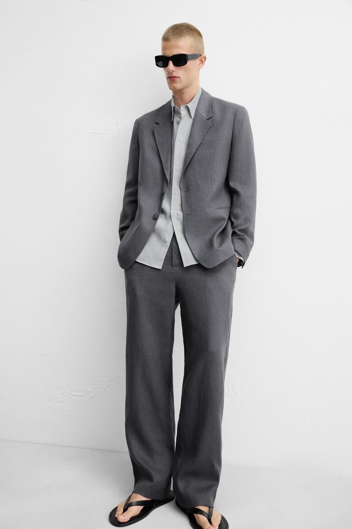 자라 리넨 레귤러핏 테일러드 수트 슬랙스 0706/175 DARK GREY - 상세 이미지 5