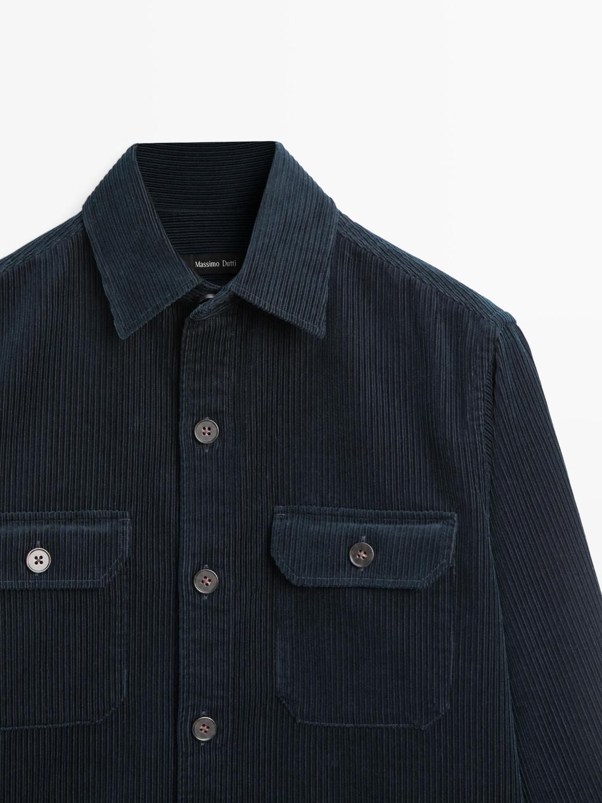 마시모두띠 코듀로이 포켓 오버셔츠 남성 긴팔 캐주얼 1722/287 NAVY BLUE - 상세 이미지 3