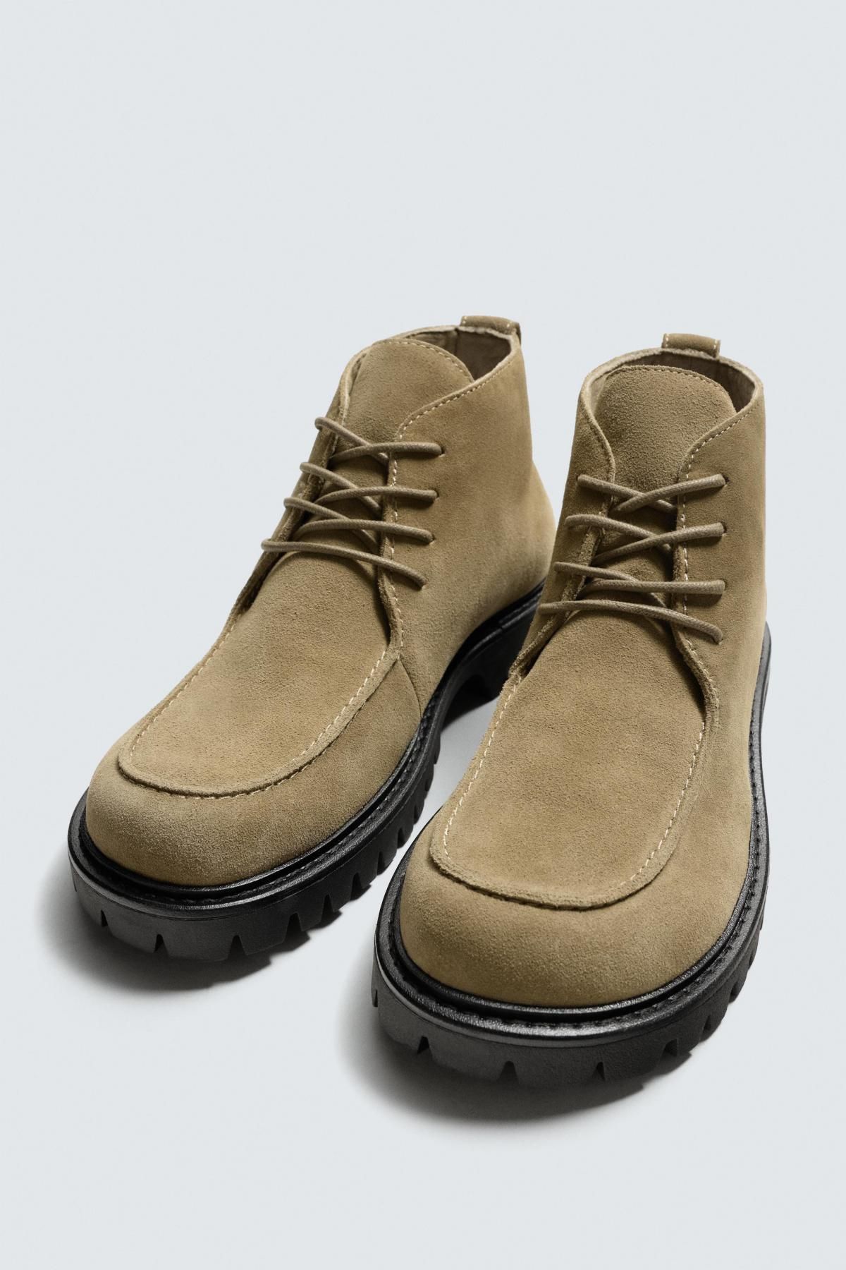 자라 스웨이드 레더 레이스업 부츠 2050/620 BEIGE - 상세 이미지 5