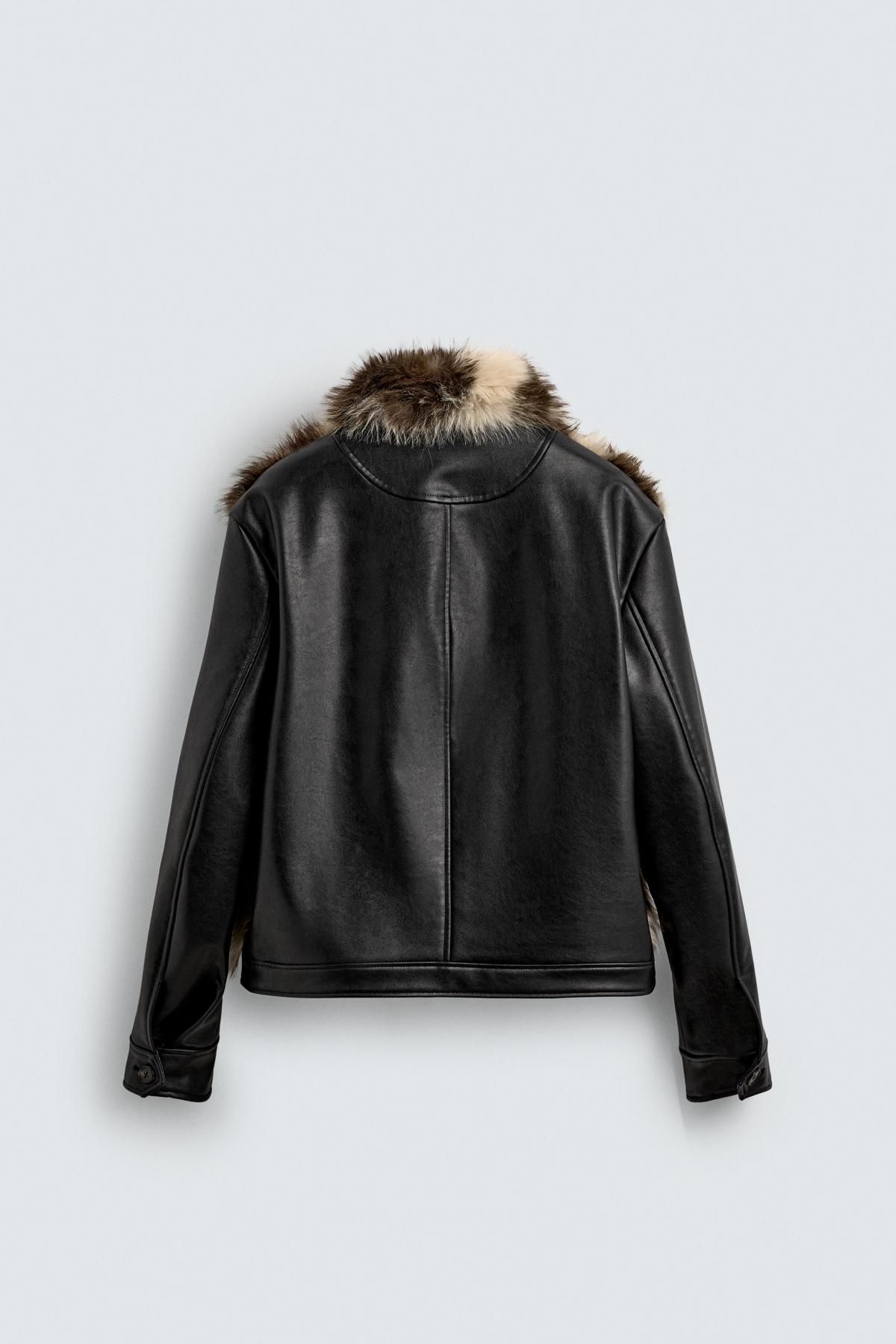 자라 페이크 퍼 패치 레더 재킷 X 해리 램버트 디즈니 3833/310 BROWN 이미지 8