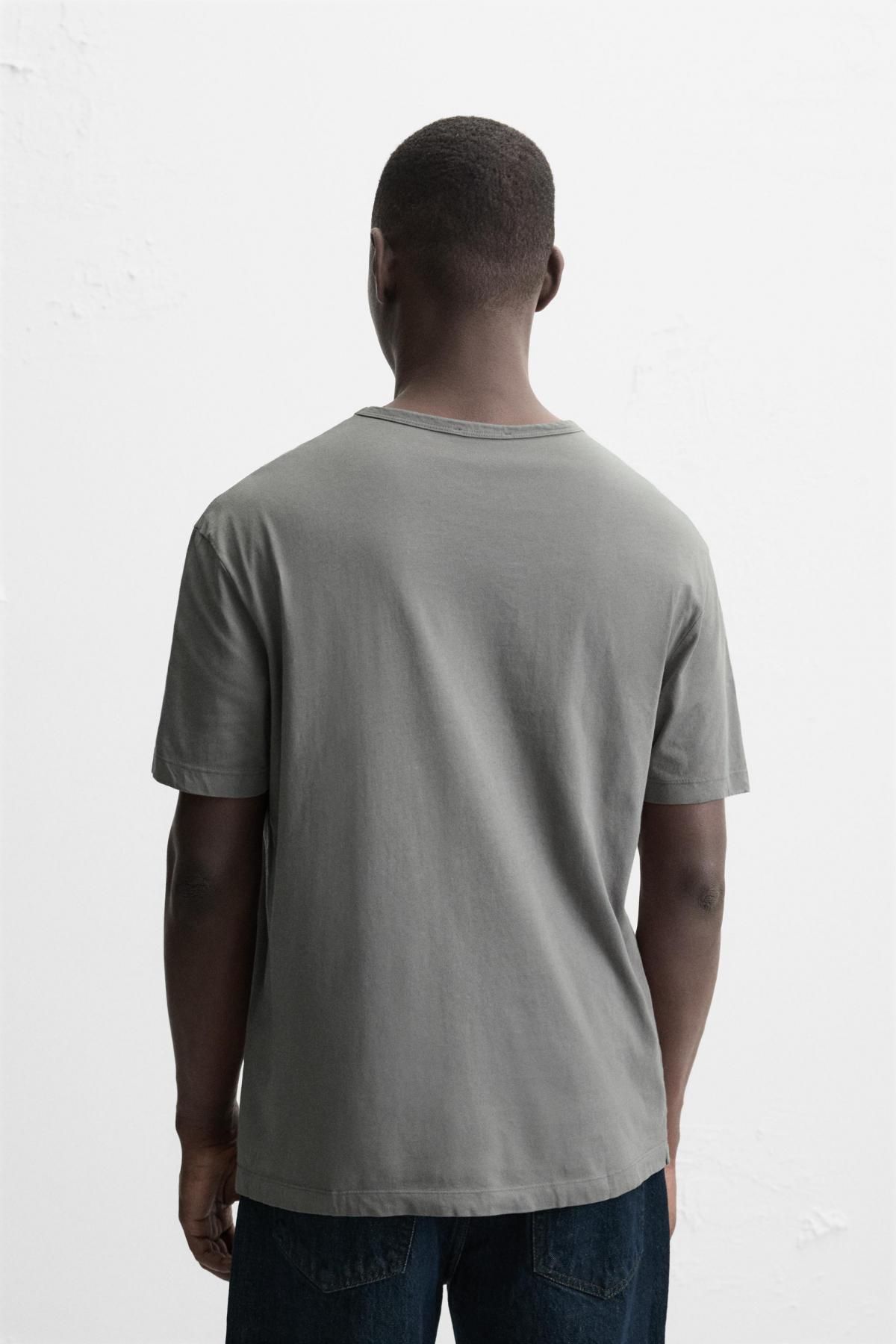자라 라이트웨이트 미니멀 반팔 티셔츠 1887/330 GREY - 상세 이미지 4