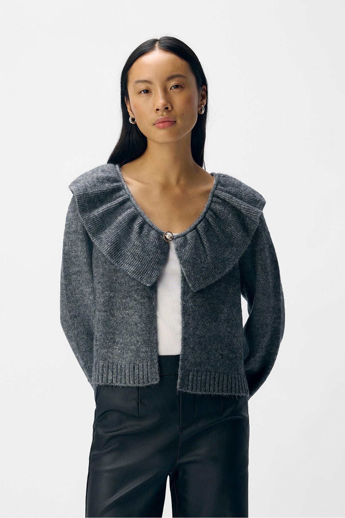 오브젝트 루즈핏 알파카 블렌드 브이넥 가디건 5795336 GRIS - 상세 이미지 4