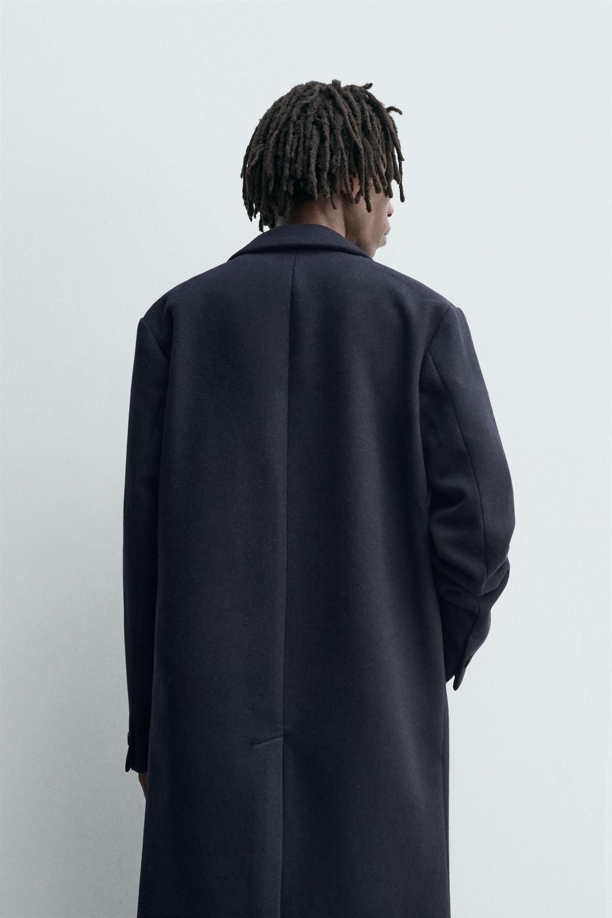 자라 테크니컬 울 블렌드 레귤러핏 싱글 코트 5070/100 NAVY BLUE - 상세 이미지 4