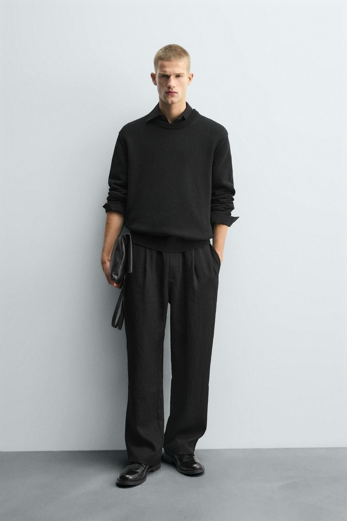 자라 테크니컬 와이드 플리츠 슬랙스 팬츠 1195/340 BLACK - 상세 이미지 2