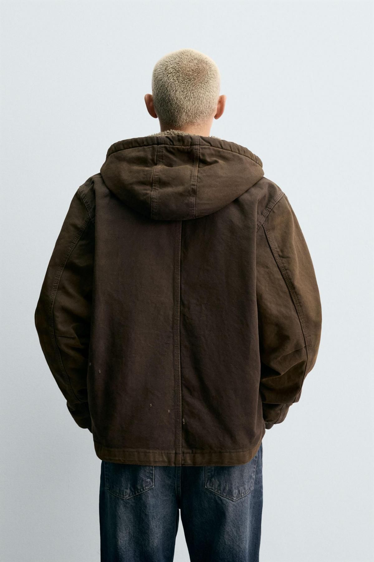 자라 빈티지 데님 후드 집업 자켓 6987/388 BROWN - 상세 이미지 4