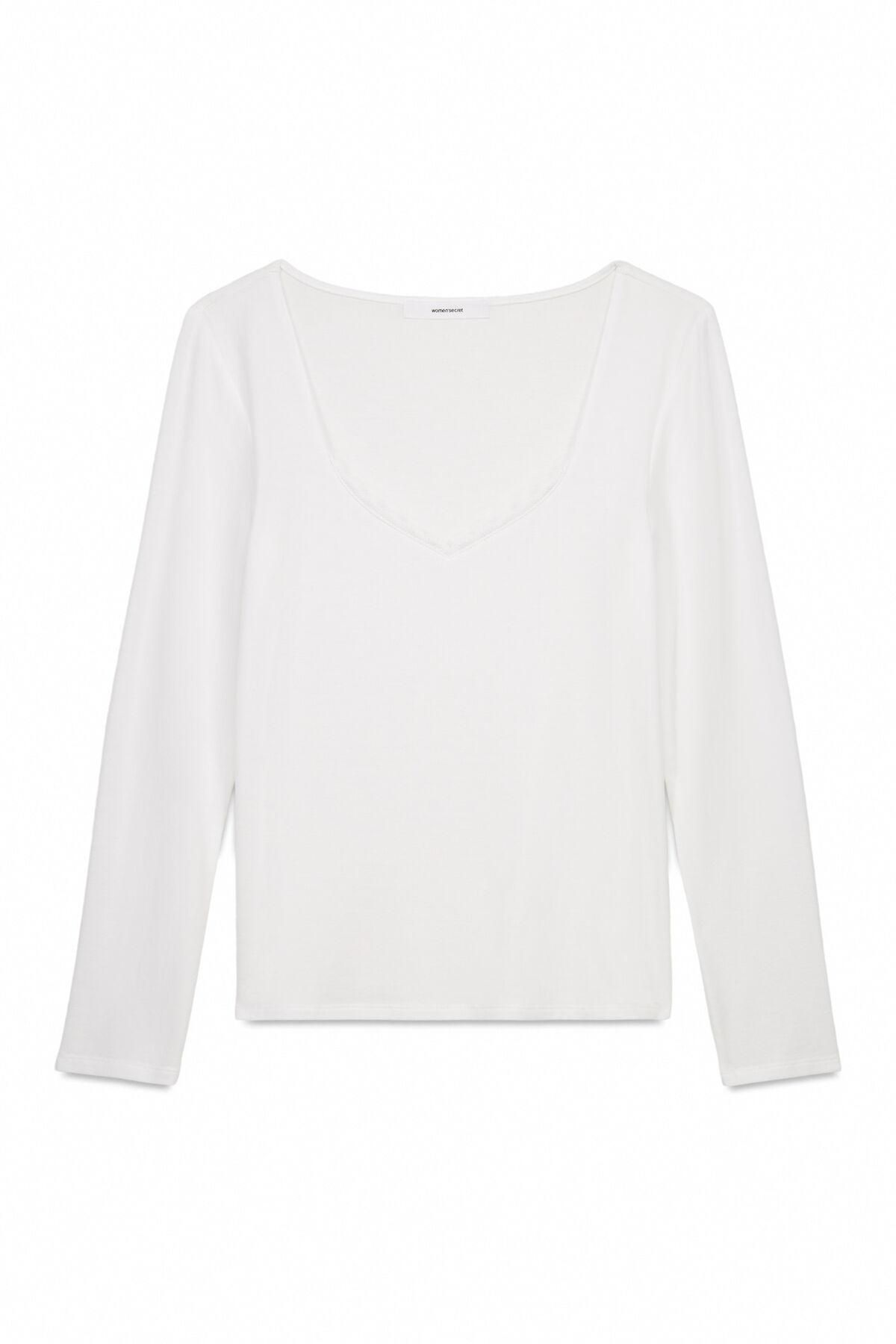 우먼시크릿 소프트 레이스 긴팔 티셔츠 화이트 7662429 MARFIL - 상품 이미지