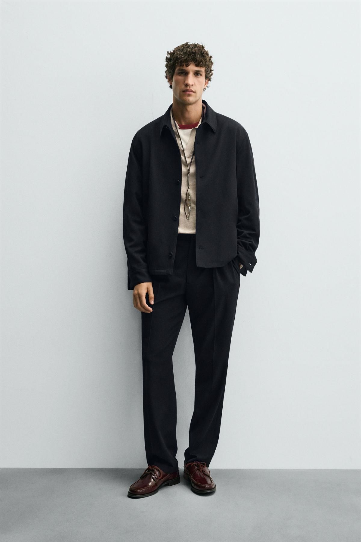 자라 테크니컬 플리츠 레귤러핏 팬츠 5935/448 NAVY BLUE - 상세 이미지 2