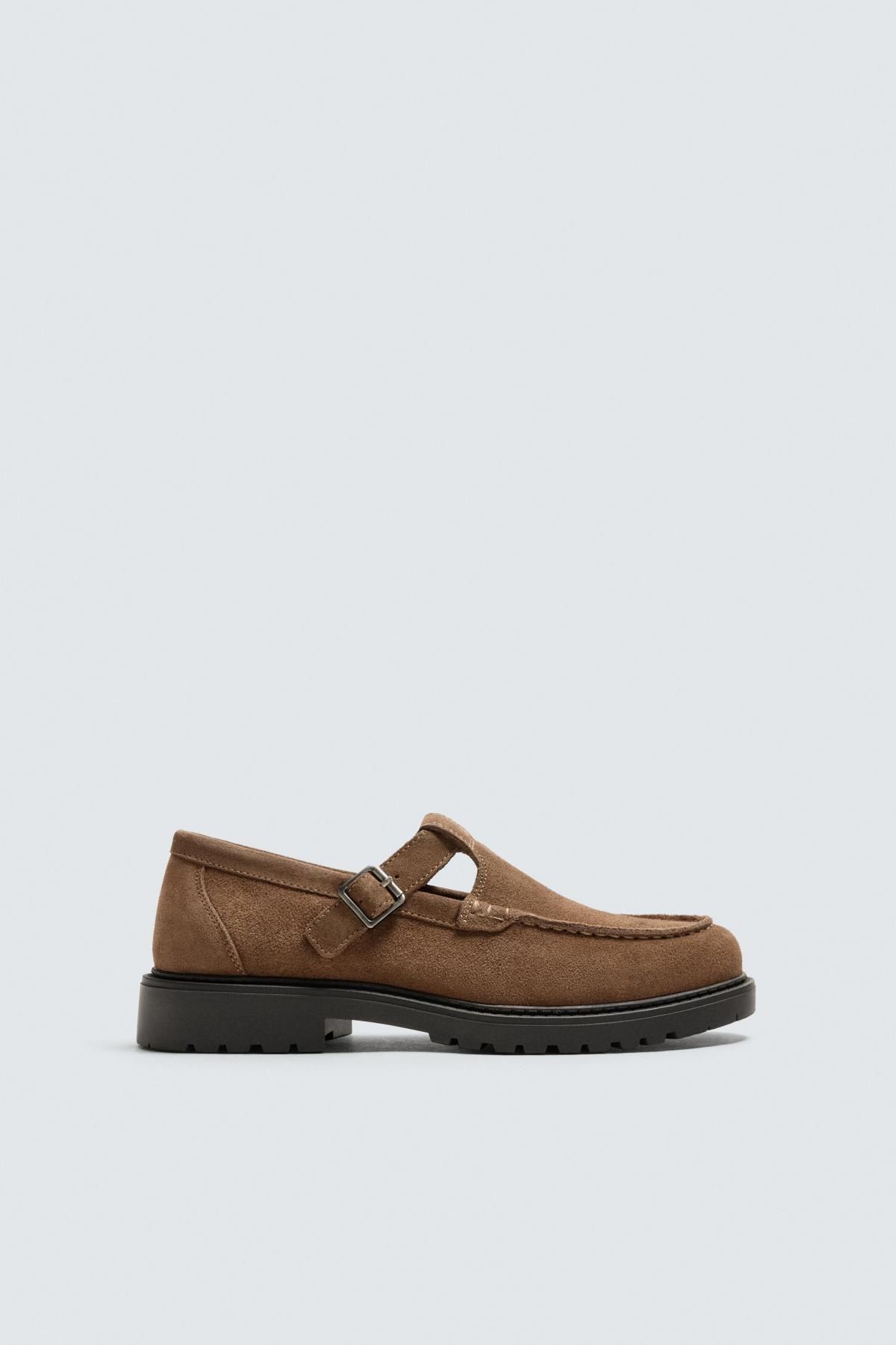 자라 스웨이드 레더 메리제인 청키솔 버클 슈즈 2444/620 BROWN - 메인 이미지
