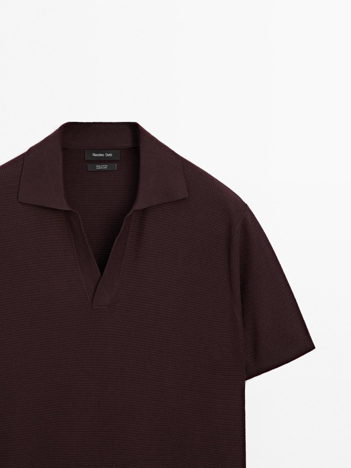 마시모두띠 텍스처 브이넥 니트 폴로 반팔 티셔츠 0997/213 BURGUNDY - 상세 이미지 5