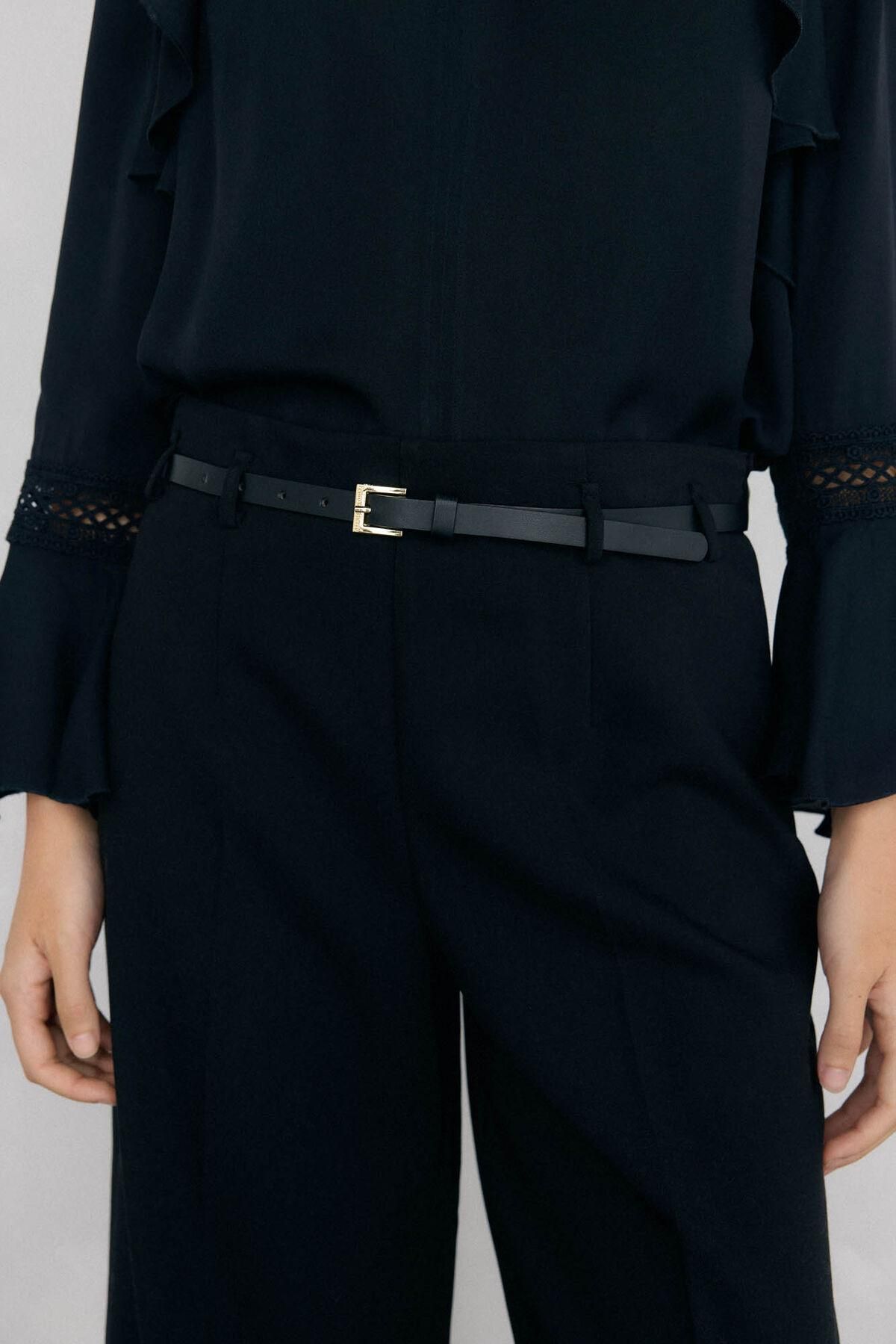 페드로 델 이에로 블랙 벨트 와이드 큐롯 팬츠 7602528 NEGRO - 상세 이미지 3