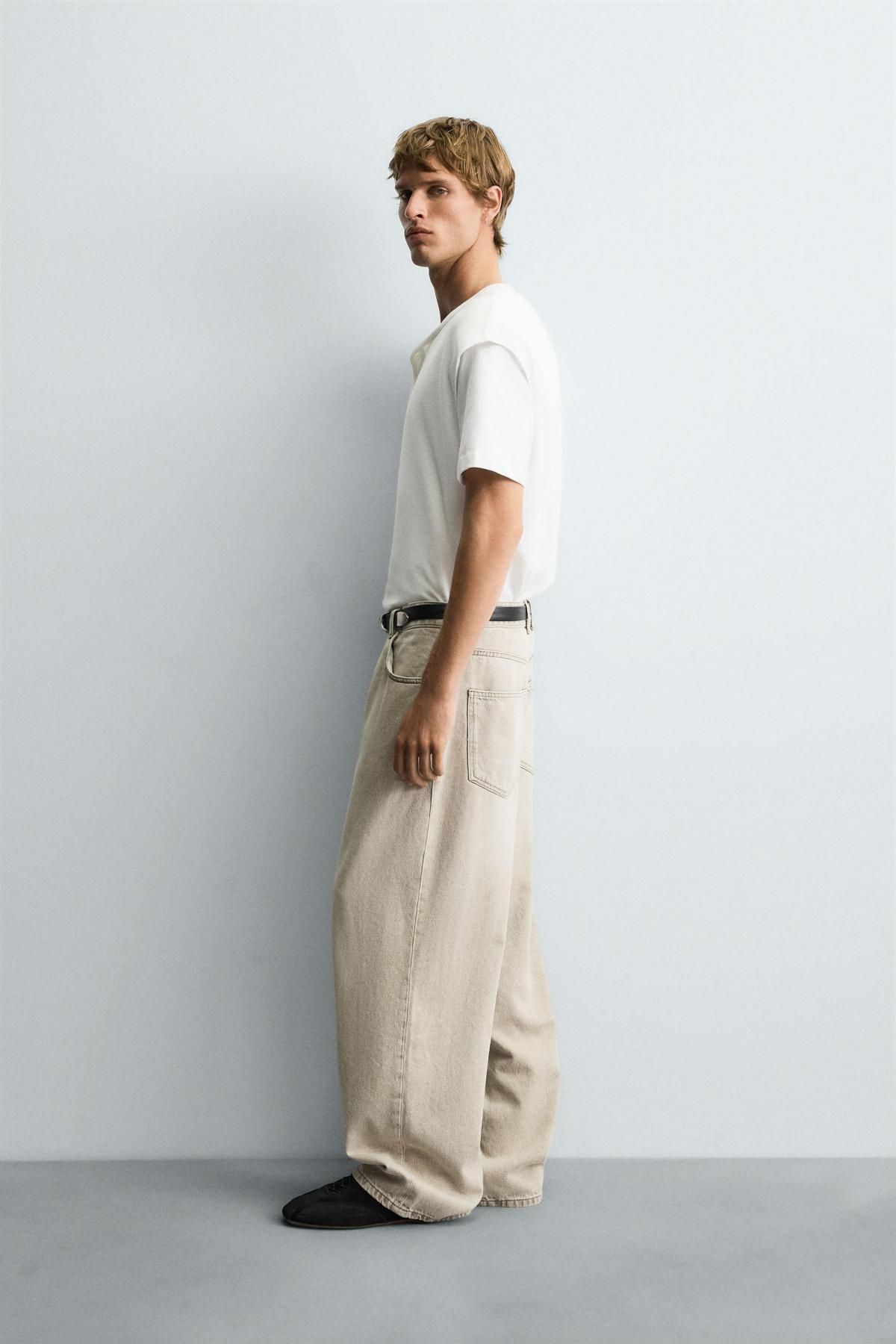 자라 트렌디 와이드 배기핏 데님팬츠 5862/321 BEIGE - 상세 이미지 5