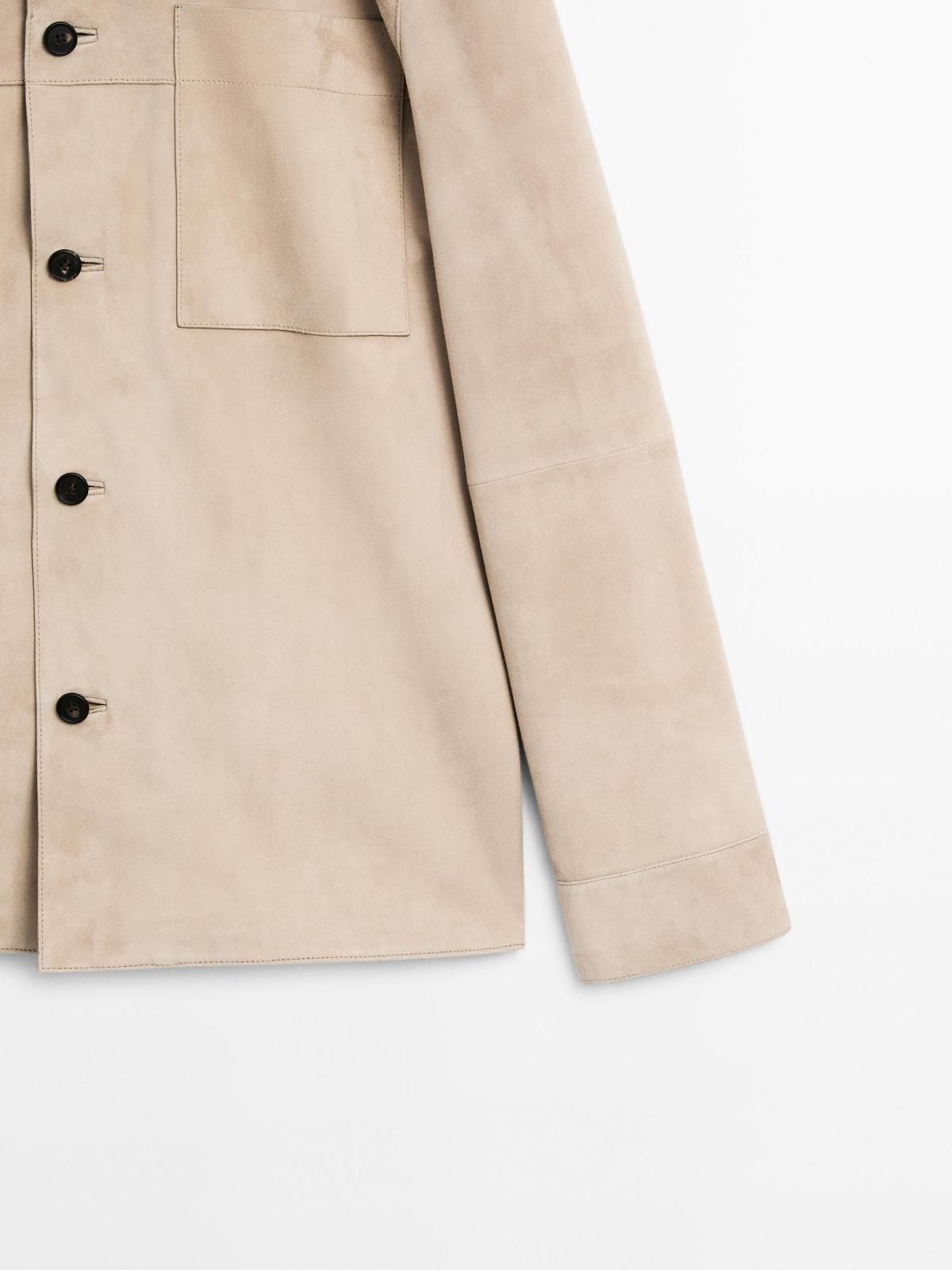 마시모두띠 스웨이드 가죽 버튼 오버셔츠 3365/597 LIGHT BEIGE - 상세 이미지 4