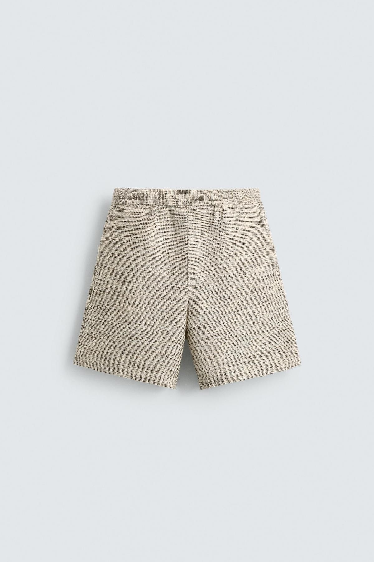 자라 테크니컬 텍스처 콘트라스트 버뮤다 반바지 6861/638 ECRU / BEIGE - 메인 이미지