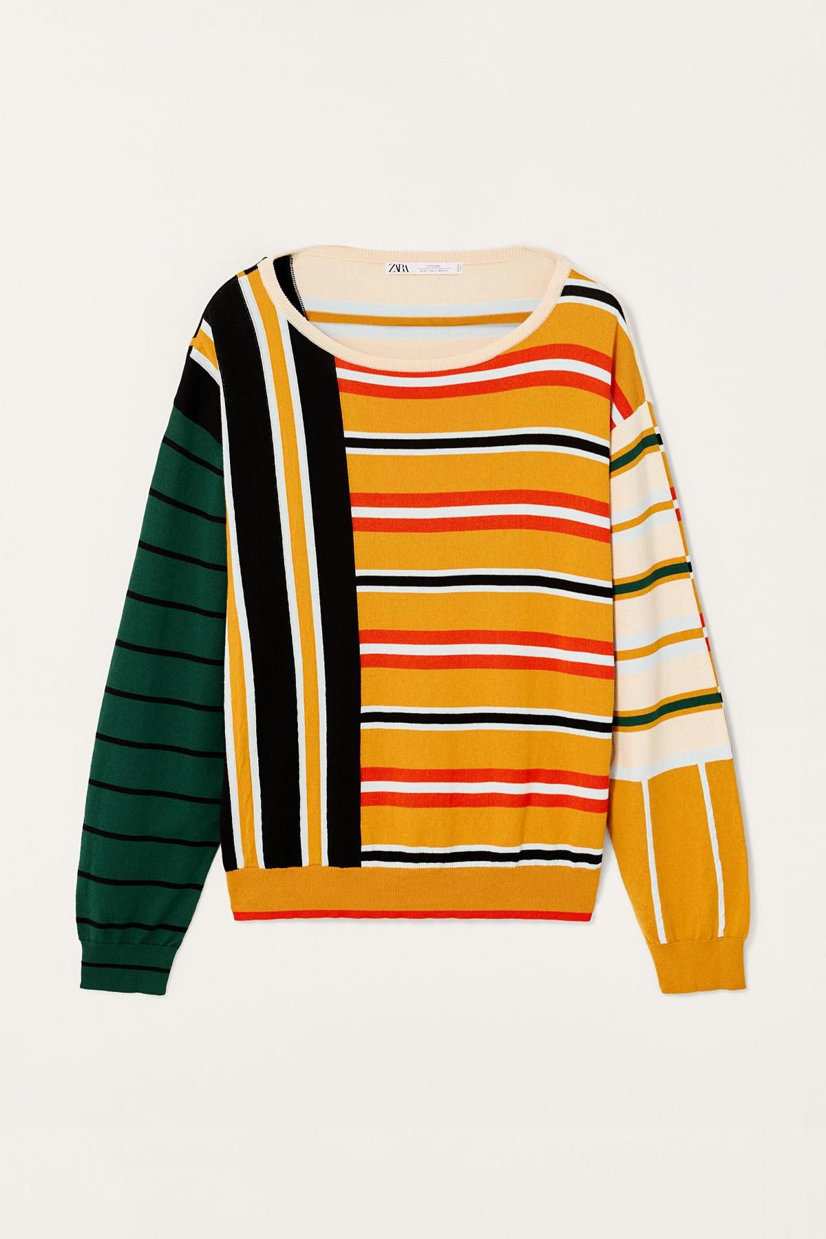 자라 멀티컬러 스트라이프 라운드 니트 스웨터 3003/712 MULTICOLOURED - 메인 이미지