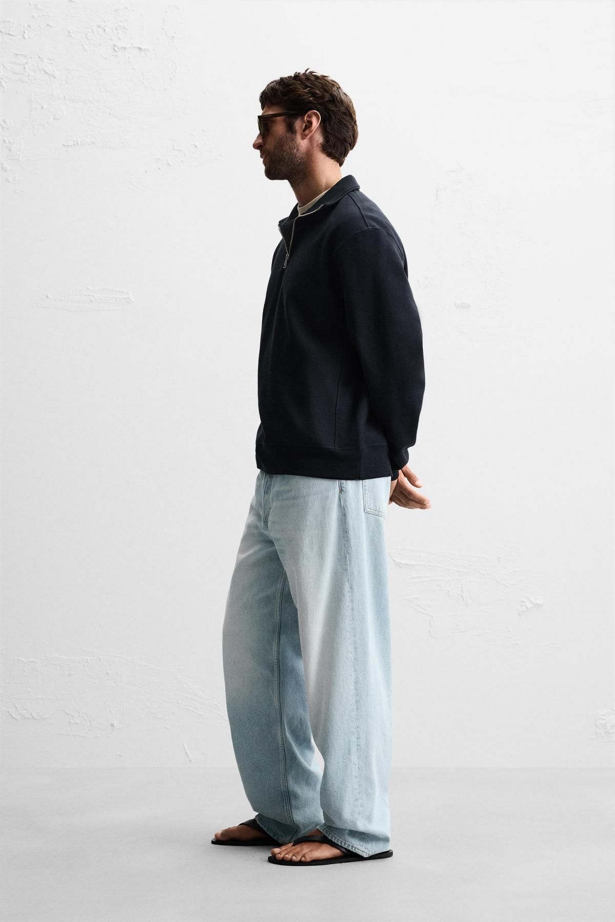 자라 베이직 지퍼 하이넥 스웨트셔츠 0761/311 NAVY BLUE - 상세 이미지 5
